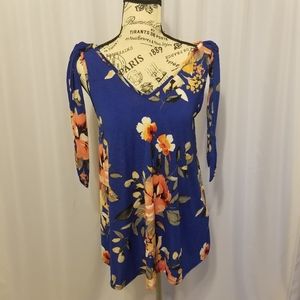 PinkBlush Sleeveless Floral Maternity Top Blue - M